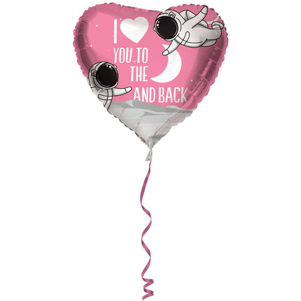 Globo rosa "I Love You To The Moon And Back" - 45cm