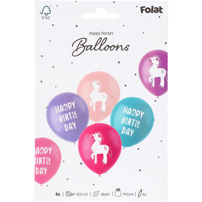 Globos de látex - Caballos felices - 33 cm - 6 piezas