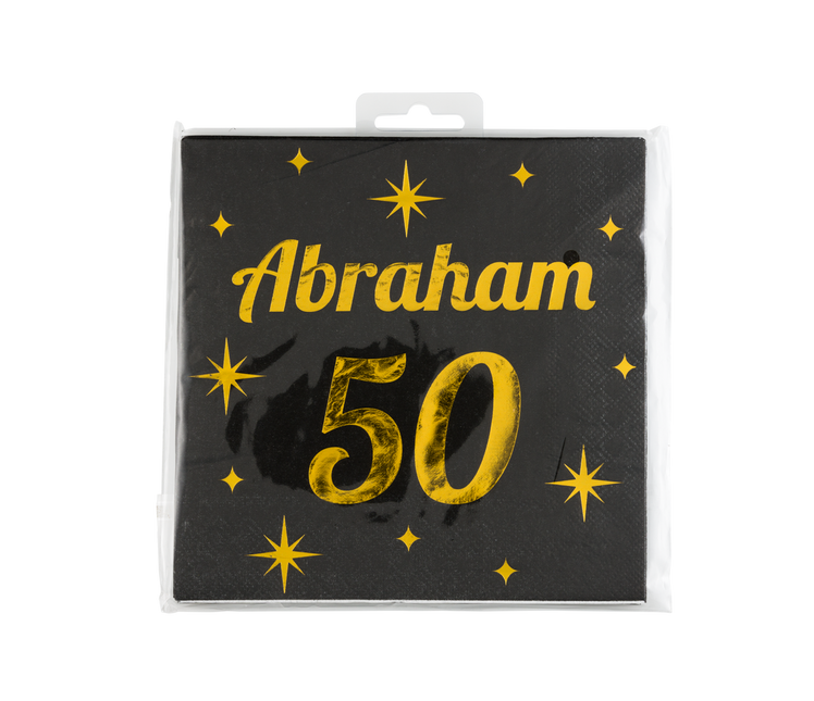 Servilletas Abraham Oro Negro 50 Años 19cm 16pcs