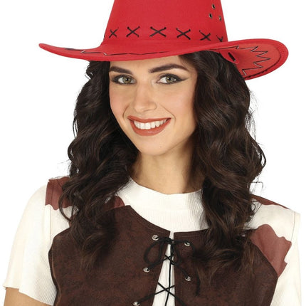 Cowboy Hoed Rood - Partywinkel - 8434077230282