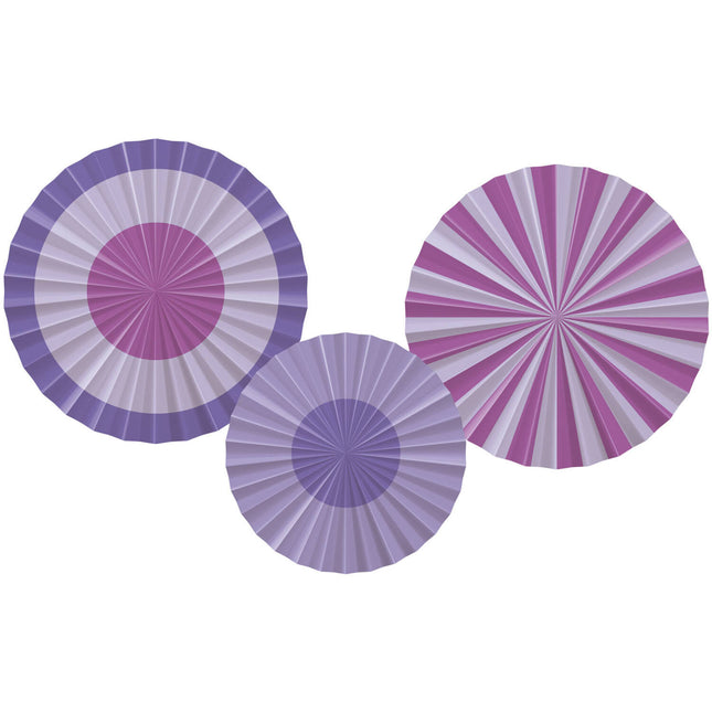 Abanicos de Papel Morado 35cm 3pcs