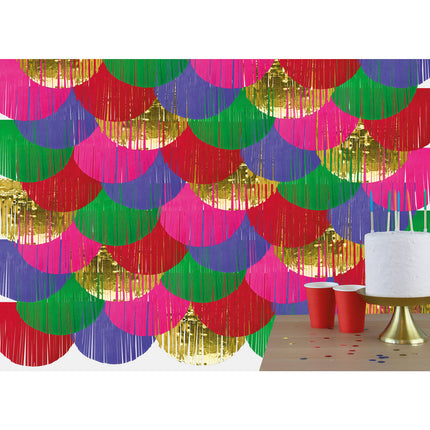 Telón de fondo con flecos para fiestas - Multicolor - 2 x 2 m