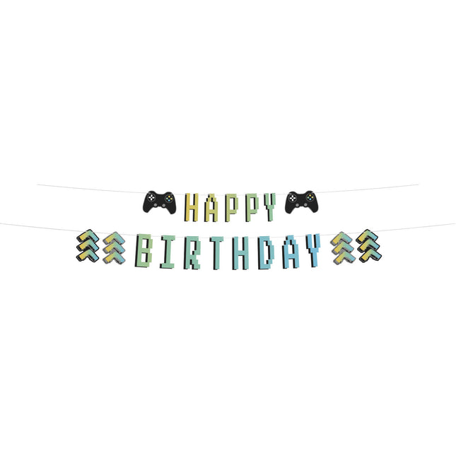 Guirnalda de letras Happy Birthday Gaming Party 1.5m