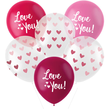 ¡Globos "Love You! Mix Rosa 33cm - 6 piezas