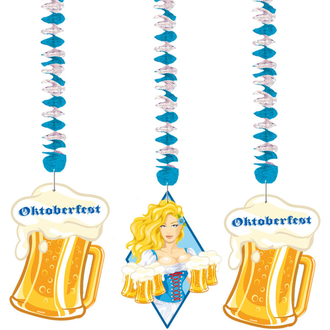 Oktoberfest Decoración Colgante Tazas de Cerveza 75cm 3pcs