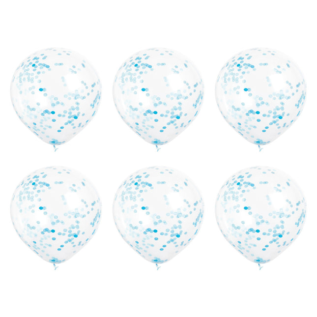 Globos Confeti Azul Claro 40cm 6pcs