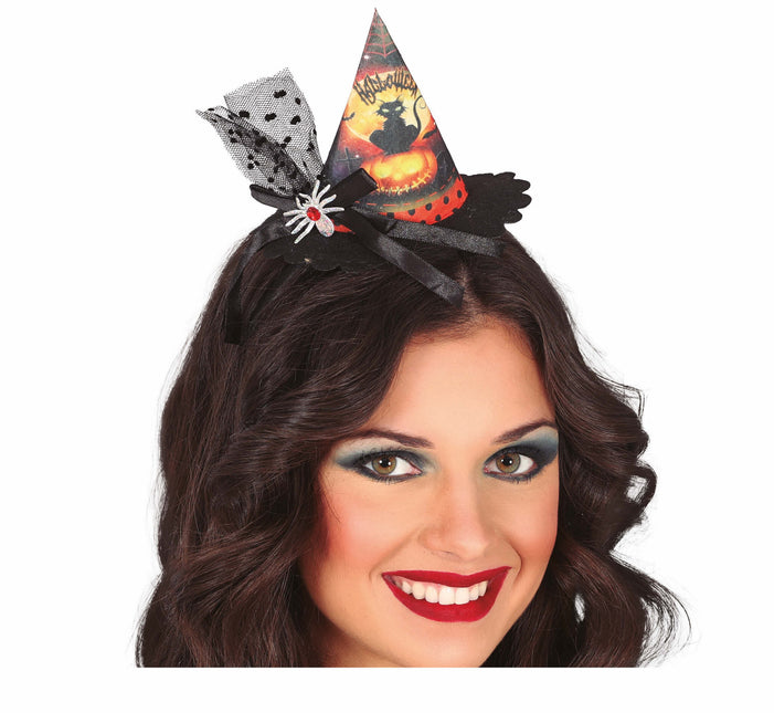 Diadema de Halloween Mini Gorro de Bruja Gato