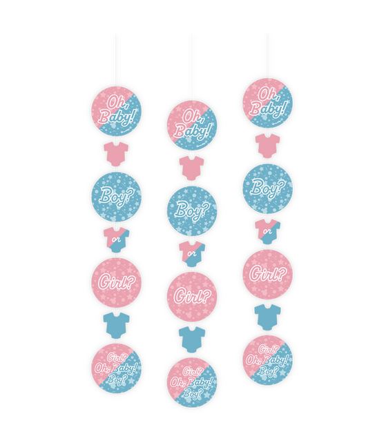 Decoración colgante Gender Reveal 14cm 3pcs