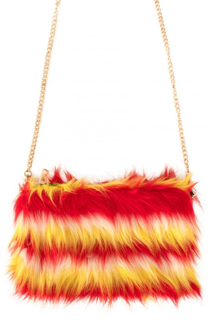 Bolso Peluche Largo Rojo Blanco Amarillo