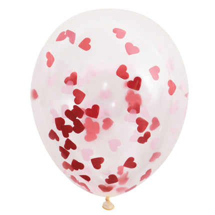 Globos Confeti Corazones Rojos 40cm 5pcs