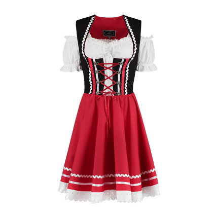 Oktoberfest Vestido Dirndl Oktoberfest Rojo Blanco Señoras 2 Piezas