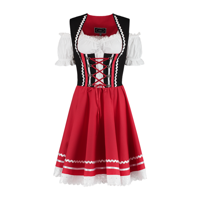 Oktoberfest Vestido Dirndl Oktoberfest Rojo Blanco Señoras 2 Piezas