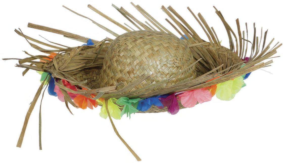 Sombrero de Paja Hawaiano con Flores