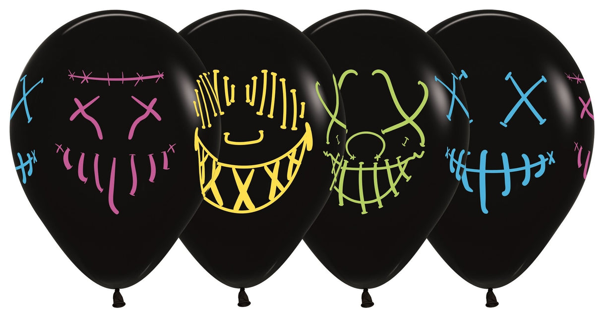 Globos Máscaras Tinta Neón Negro 30cm 25pcs