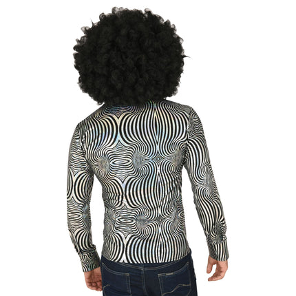 Blusa Disco 70S Negro Plata Hombre