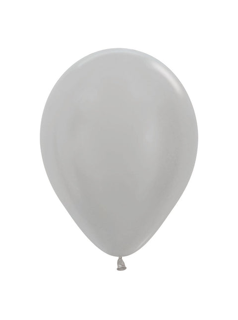 Globos Perla Plata 23cm 50pcs