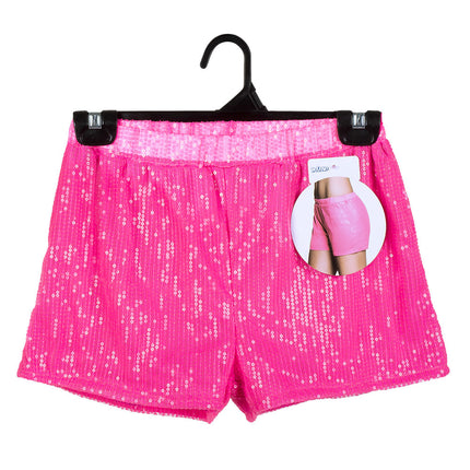 Pantalón Corto Lentejuelas Rosa Neón M