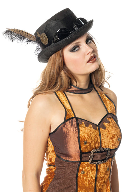 Sombrero Negro Steampunk Con Gafas