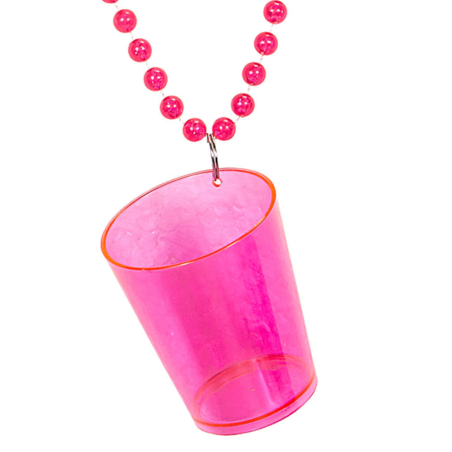 Vaso de chupito con collar rosa neón