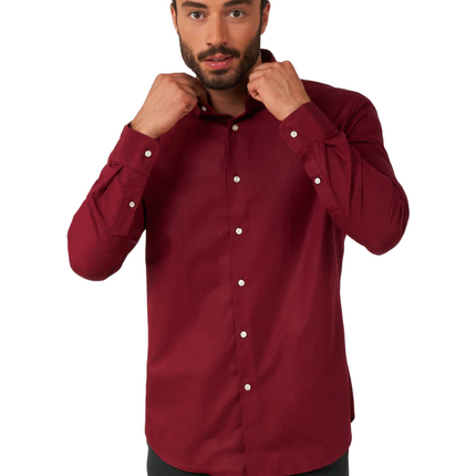 Camisa Roja Burdeos Hombre OppoSuits