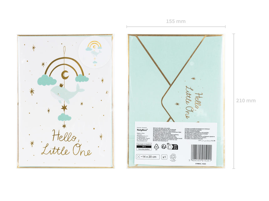 Invitaciones azules Hello Little One 14x20cm 11pcs