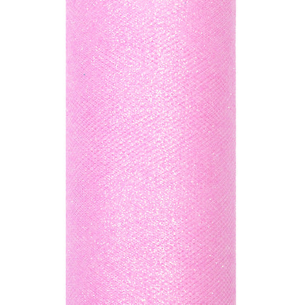 Rollo Tul Rosa Claro Purpurina 15cm 9m