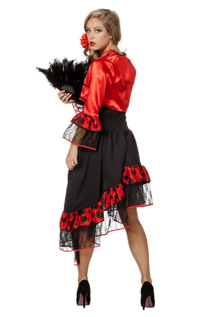 Traje Español Flamenco Rojo Negro