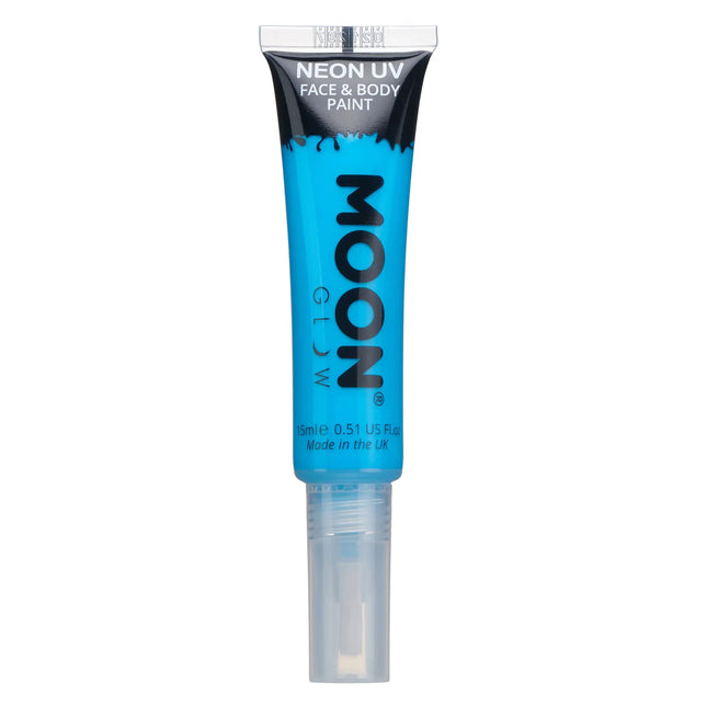 Moon Glow Pintura Facial UV Neón con Pincel Aplicador Azul Intenso 15ml