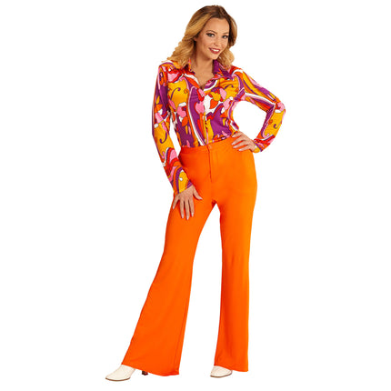 Pantalón Disco 70S Naranja Mujer