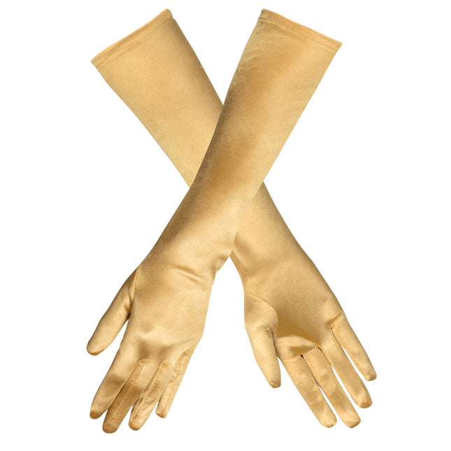 Guantes Largos Satinados Oro