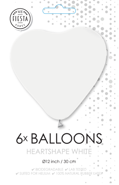 Globos Corazones Blancos 30cm 6pcs