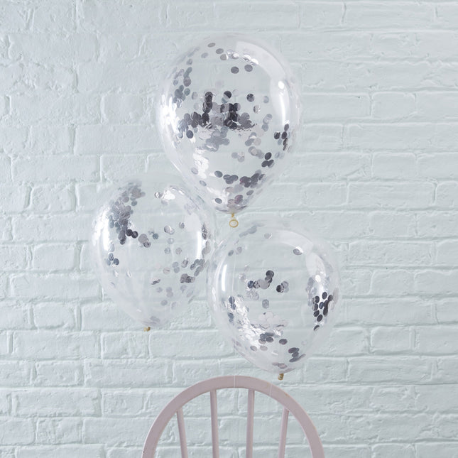 Globos Confeti Plata 30cm 5pcs