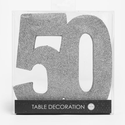 Figura Decoración Mesa Plata 50 Purpurina 20,5cm