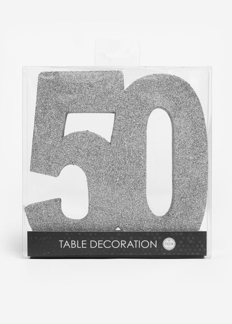 Figura Decoración Mesa Plata 50 Purpurina 20,5cm