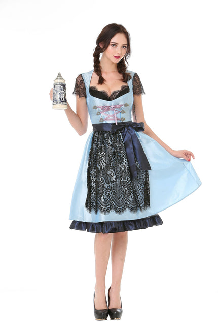 Vestido Dirndl Oktoberfest Azul Claro