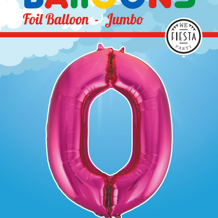 Globo Foil Figura 0 Fucsia XL 86cm vacío