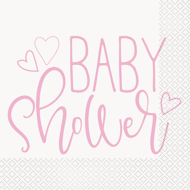 Servilletas Baby Shower Rosa 16pcs