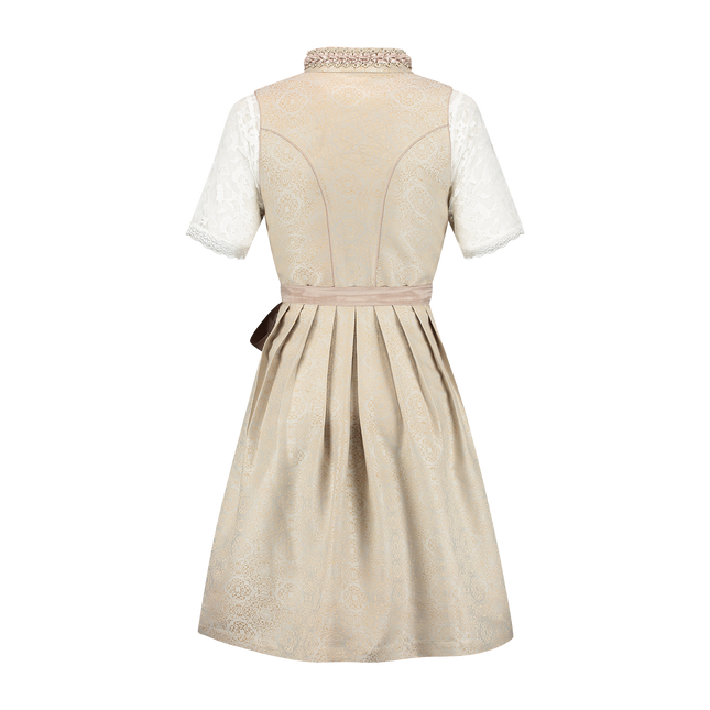 Rosa Blanco Crema Vestido Dirndl Oktoberfest Mujer Jaquard