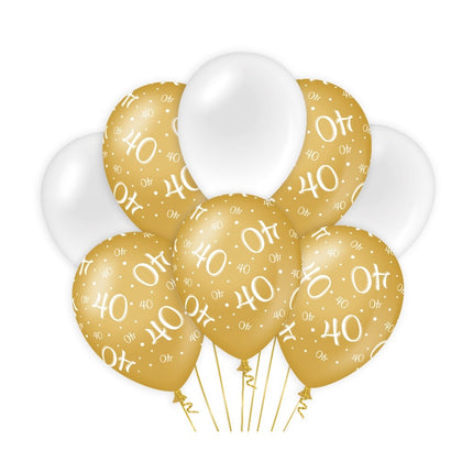 Globos 40 Años Oro Blanco 30cm 8pcs