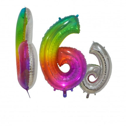 Globo de foil Figura 6 Arco Iris Transparente 66cm