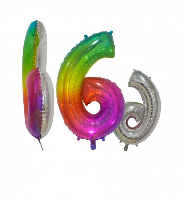 Globo de foil Figura 6 Arco Iris Transparente 66cm