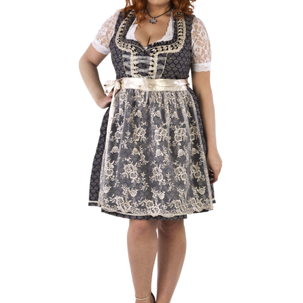 Azul Blanco Crema Vestido Dirndl Oktoberfest Mujer 2 Piezas