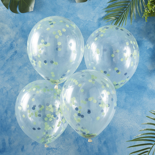 Globos Confeti Azul/Verde 30cm 5pcs