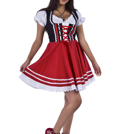 Oktoberfest Vestido Dirndl Oktoberfest Rojo Blanco Señoras 2 Piezas