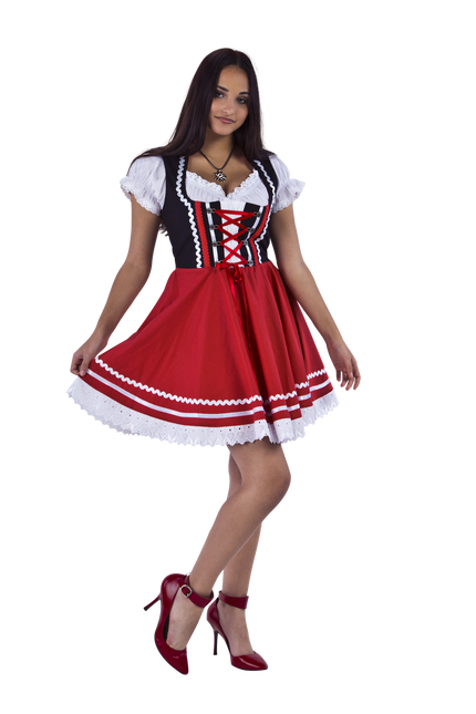 Oktoberfest Vestido Dirndl Oktoberfest Rojo Blanco Señoras 2 Piezas