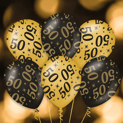 Globos 30 Años Oro Negro 30cm 6pcs