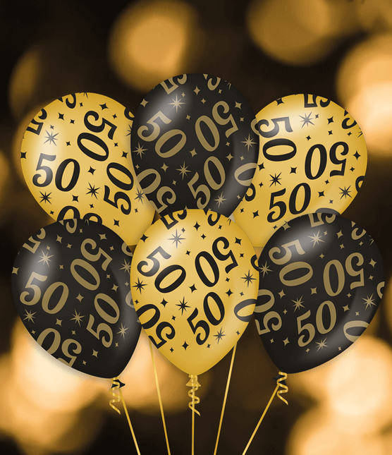 Globos 30 Años Oro Negro 30cm 6pcs