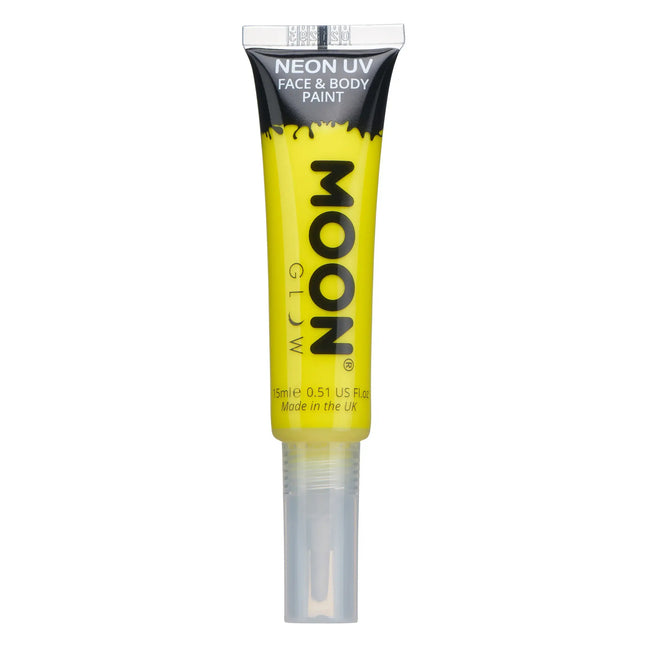 Moon Glow Pintura Facial UV Neón con Pincel Aplicador Amarillo Intenso 15ml