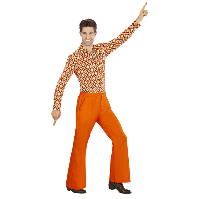 Pantalones Disco 70S Naranja Hombre