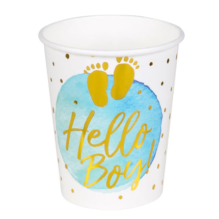 Tazas de Nacimiento Hello Boy Papel 210ml 10pcs